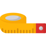 Icon of yellow measuring tape. Made to measure services.