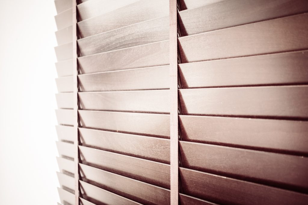 Wooden blinds and window decoration interior of room - Vintage Filter