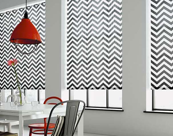 Black and white roller blinds