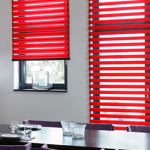 Red venetian blinds
